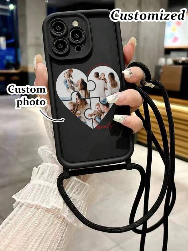 Funda de teléfono personalizada con foto + nombre personalizado, patrón de CD, textura en relieve de alta gama, grosor antideslizante, pintada suavemente, con correa de muñeca y correa para el hombro tejida a mano, compatible con iPhone 16 Pro/16 Pro Max/16 Plus, 15 Pro Max, 13, 14, 12, XS