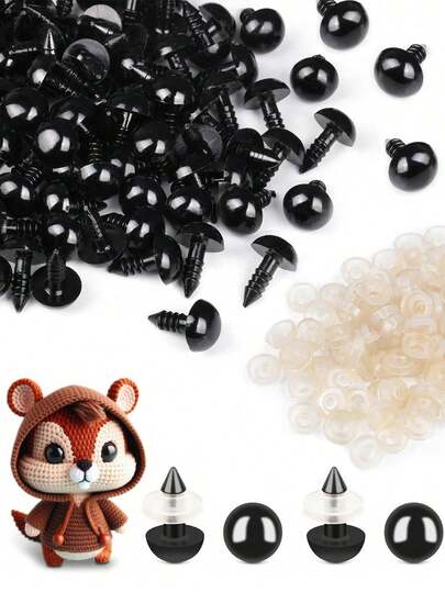 Various Sizes Of Safety DIY Doll Eye Kits - Safety Eyes With Washers, Black Plastic Safety Eyes, Crochet Eyes And Noses For Plush Animals, DIY Accessories, DIY Crafts, Jewelry Patterns