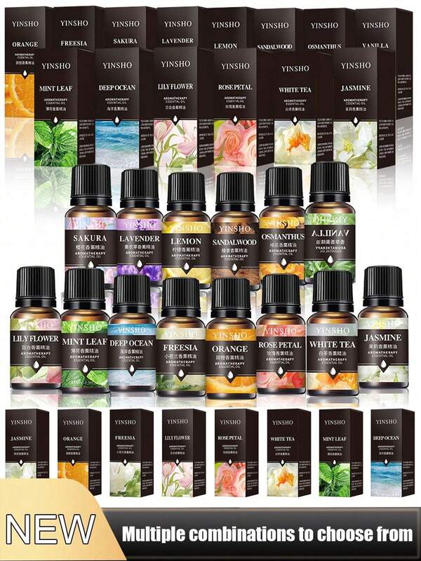 10ml wasserlösliches Aromatherapie Ätherisches Öl, Raumduft für Zuhause/Schlafzimmer/Auto, wasserlöslich für Luftbefeuchter, Diffuser, Duftsteine, enthält Jasmin, Rose, Sandelholz, Lavendel, Zitrone und über 10 Düfte