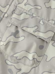 Annil 儿童服装女童女孩男童男孩成人青少年远红外加热长袖连帽风衣防寒保暖技术防风防静电迷彩纯色外套丝绒内衬