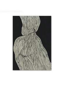 1 pieza Póster de pintura en lienzo de niña en pijama, arte abstracto geométrico con figura impresa, decoración nórdica para sala de estar y hogar