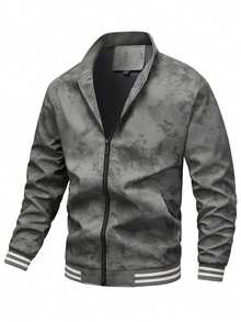 男士秋冬户外运动夹克，时尚休闲百搭外套，适合通勤、约会、钓鱼、骑行、徒步旅行 - 軍綠色 - 查看 1