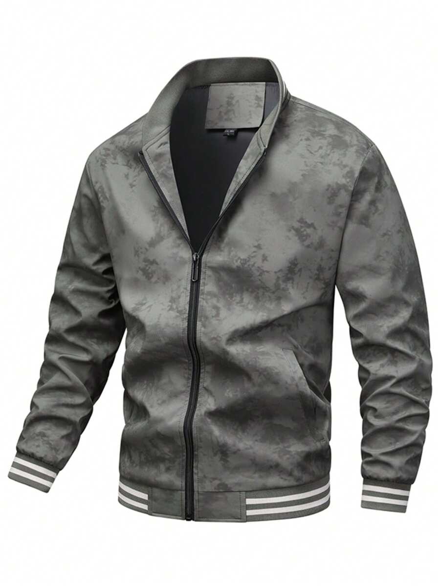 男士秋冬户外运动夹克，时尚休闲百搭外套，适合通勤、约会、钓鱼、骑行、徒步旅行 - 軍綠色 - 查看 1