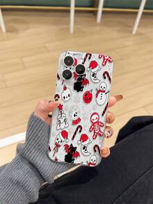 Este adorable estuche de teléfono presenta un tema de Halloween y Navidad, incorporando diseños de muñeco de nieve, gorro de Papá Noel, calavera, murciélago y dulces. Compatible con iPhone 16/16 Plus/16 Pro/16 Pro Max, compatible con Galaxy S25 Ultra, S24 Ultra y compatible con teléfonos de la serie Infinix. - Multicolor - Ver 2