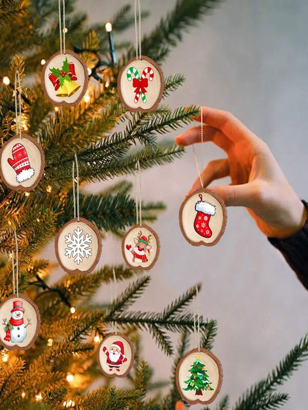 1 peça de enfeites pequenos de madeira para pendurar no Natal, decoração retrô de Papai Noel em forma de boneco de neve para árvore de Natal, pequenas peças de madeira, adequada para banheiro, sala de jantar, quarto, sala de estar, decoração de escritório, decoração de árvore de Natal, decoração de casa, presentes de Natal, decoração de Natal
