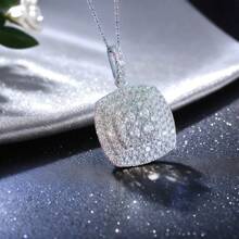 قلادة قلادة مربعة من الزركونيا المكعبة أنيقة، مناسبة للنساء، هدية لعيد الحب، الخطوبة، الذكرى السنوية، مجوهرات الحفلات