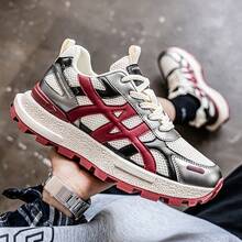 2025 Novos Tênis Masculinos de Malha Respirável de Sola Grossa para Primavera/Verão, Calçados Esportivos Casuais Confortáveis e Versáteis