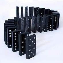 28pcs Wooden Domino Tile Set - Push-Pull Tabletop Game, Suitable For Outdoor Camping And Travel, Classic Black And White Dominoes With Storage Box, Outdoor Game | Classic Tabletop Game | Durable Wooden Structure, Fun Tabletop Game, Domino Tile Toy, Outdoor Camping Travel Game, Wooden Box Packaged Black Domino Tile Tabletop Game, Suitable For Family Entertainment And Party Games - Multicolor - View 4