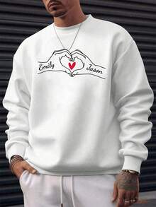 Customized Men Personalized Couple Name Casual Crew Neck Sweatshirt, Long Sleeve Top, Best Gift For Friends , Fall