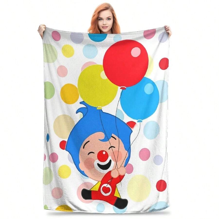 Plims  Fuzzy Blankets Clown  Custom Throw Blanket For  Sofa Bedding Lounge 200x150cm Plush Thin Quilt,1.Jpg - 白色 - 查看 1