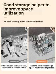 1pc Acrylic Remote Control Holder Caddy, Clear Desktop Organizer With Multi Compartments, For Living Room Coffee Table, Bedroom, Nightstand, Tissue Box Storage, Makeup Brushes Vanity Accessories Organizer, Thick Durable Plastic