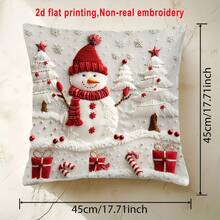 1 buc. Față de pernă cu design de om de zăpadă și brad de Crăciun, imprimare 2D plată, fără broderie, față de pernă scurtă de pluș imprimată pe o singură față, decor de casă de Crăciun, design de pluș de iarnă, închidere cu fermoar, inserția de pernă nu este inclusă, potrivită pentru petreceri de sărbători, dormitor, sufragerie, decor de terasă și verandă, canapea de casă, decorare de pat