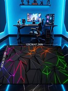 1pc Neon Gaming, Cyberpunk Style Vibrant Multicolor Geometric Pattern Bathroom Mat, Decorative Floor Mat Carpet Room Decor Bathroom Accessories Back To School Entryway Decor Bathroom Kitchen Decor - Multicolor - View 10