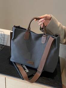 حقيبة تسوق قابلة للطي بألوان متباينة للتنقل والاستخدام اليومي العصري