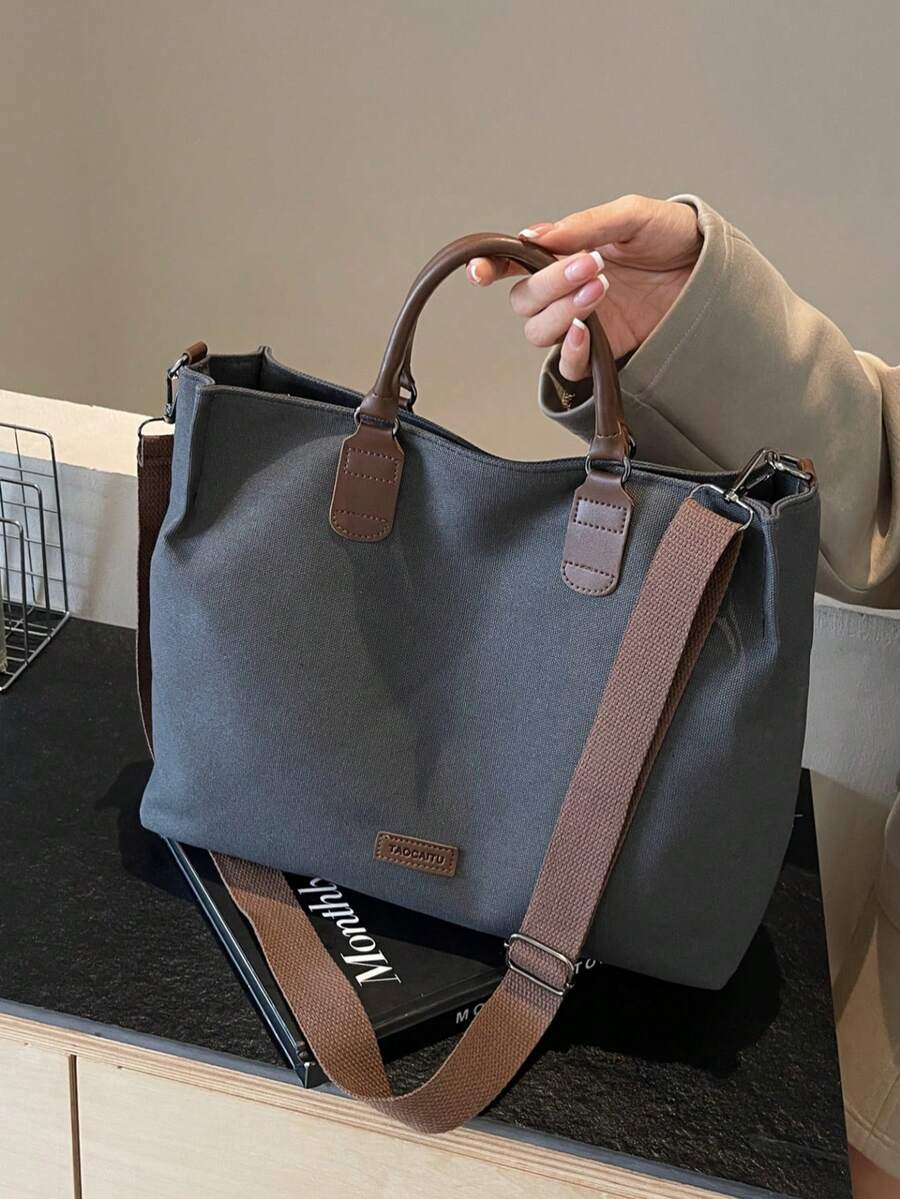 حقيبة تسوق قابلة للطي بألوان متباينة للتنقل والاستخدام اليومي العصري