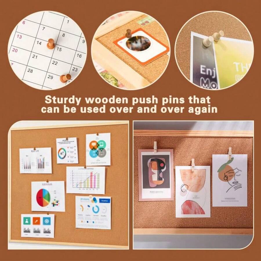 114 Pcs Wood Push Pins, 2 Colors And 7 Types Decorative Thumb Tacks Wooden Head Pin Map Tacks Marking Pin, Wood Thumb Tacks Decorative For Bulletin Boards Craft Projects With Storage Box - Mixed Colors - View 1