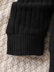 2pcs/Set Young Boy Casual Dinosaur Embroidery Solid Color Ribbed Splice Long Sleeve Half-Zip Sweatshirt And Pants Set, Suitable For Leisure, Sports, Daily Wear, Outdoor, School, Spring & Autumn