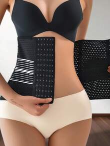Hollow Out Adjustable Compression Waist Trainer Belt For Women, Breathable Body Shaper - Black - View 5