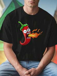 T shirt uomo cartoon hot chili pepper breathing fire divertente estiva traspirante comoda regalo moda casual sconto offerta esclusiva nuova collezione