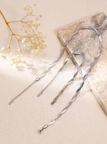 1 件欧美嘻哈不锈钢项链+手链适合女性日常佩戴