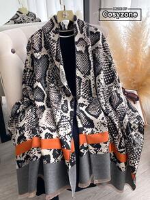 1 chiếc khăn choàng cổ Jacquard họa tiết da rắn thanh lịch cổ điển dành cho nữ, thích hợp cho phòng có máy lạnh, khăn quàng cổ đa năng thời trang cho mùa thu/đông cho trang phục - Nhiều màu - Xem 4