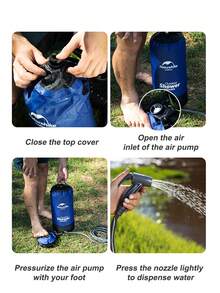 Naturehike Vòi sen cầm tay kèm vòi kéo dài, bơm chân, túi tắm ngoài trời di động, túi đựng nước tắm ngoài trời tiện dụng - Màu xanh hải quân - Xem 9
