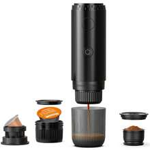 便携式电动意式咖啡机，露营咖啡机，车载咖啡机，带自加热功能，USB-C充电，适用于研磨咖啡粉和NS胶囊咖啡，非常适合房车、徒步旅行和办公室使用（LED显示屏和80毫升水箱） - 升級款式(新款) - 查看 15