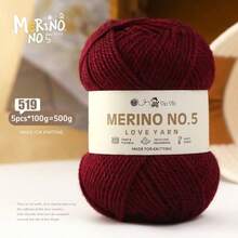 MERINO NO.5 针织纱，5 包*100 克，共 500 克，编织毛衣、帽子、围巾，手工纱线，初学者编织，中等粗度针织纱，多种颜色可选 - N0.5羊毛 - 查看 16