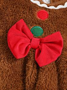 Set Gaun Plush Bayi Perempuan Bertema Natal, Pakaian Luar Hangat untuk Musim Gugur dan Musim Dingin - Coklat - View 5