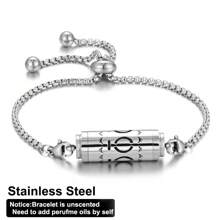 Stainless Steel Aromatherapy Bracelet Diffuser Jewelry Adjustable Chain Hollow Out Flower Perfume Aroma Diffuser Bracelet For Men Women Couple Locket Bracelets - Silver - View 17