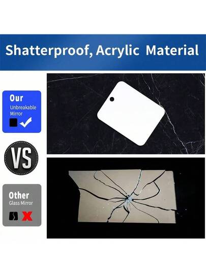 Pc Shower Spiegel Shaving Mirror. Luxe Plexiglass Makeup Small Travel Camping Mirror, Shatterproof Wand Hang held Locker Bathroom. (2 Sizes: 9.45in 7.87in, 11.8in 9.45in). Does Not Contain Hook. view 3