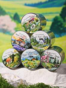 1 Roll Small Town Landscape & House PET Decorative Tape, Suitable For Scrapbooking, DIY, Photo Album, Planner - Multicolor - View 5