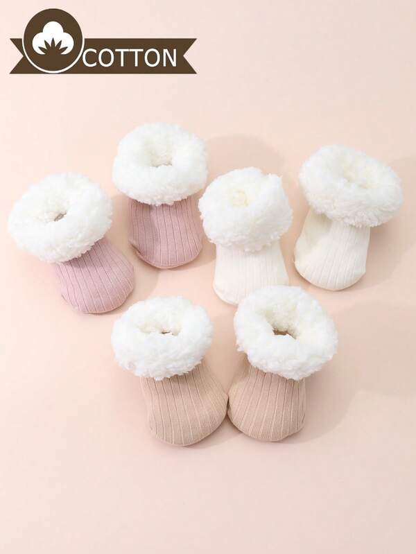 3 أزواج من جوارب الأرضية السميكة والمخملية للأطفال مناسبة للشتاء، تضاعف من دفء الجوارب الأساسية اليومية