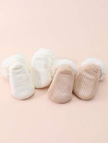 3 Pairs Of Baby Velvet And Thick Warm Baby Floor Socks Suitable For Winter, Double The Warmth Of Daily Basic Socks - Multicolor - View 9