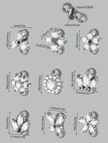 1PC F136 Titanium Dermal Anchor Cown Flower Leaf Triangle Micro Dermal Anchor Diver Implants Jewelry Body Piercing Zirconia Flat Back Cluster Hide In Face Clavicle Skin 14G Piercing Jewelry Sexy Unisex - Titanium - View 8