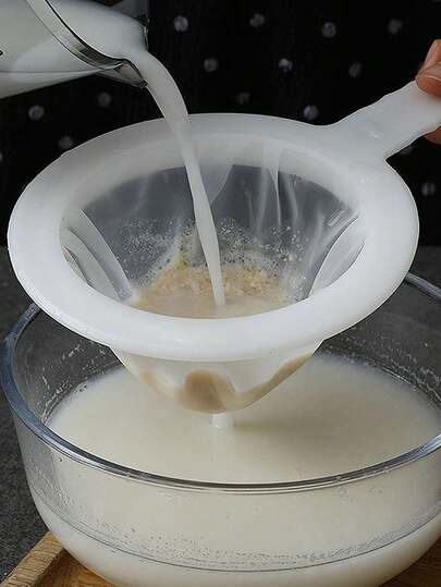 1 pieza Filtro de malla para posos de café/leche de soja, colador de malla para exprimidor doméstico, filtro de separación de residuos, útiles escolares