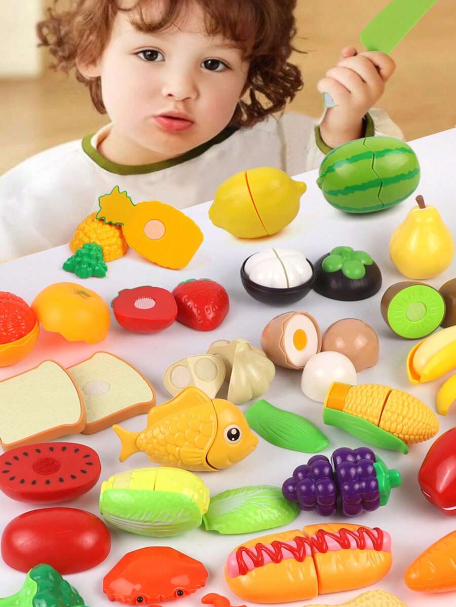 1 Set Kids Pretend Play Realistic Fruit Kitchen Cutting Toy, Educational Toy - Multicolor - View 1