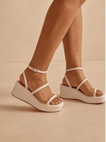 Women's Wedge Sandal Clogs Platform Heel Comfortable - 白色 - 查看 1