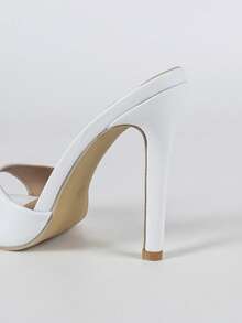 Plus Size Elegant Sandals - Black Sexy Open Toe Stiletto Heel Slip-On Mule Sandals For Women - 白色 - 查看 9