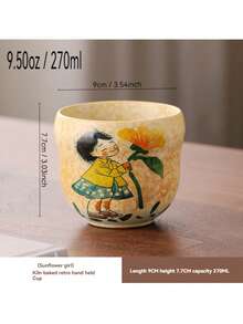 1 件 270ml/9.5oz 陶瓷握咖啡杯，可爱卡通设计高品质礼品杯，家用抹茶茶杯，办公室女士使用，适合朋友和情侣生日礼物 - 彩色 - 查看 13