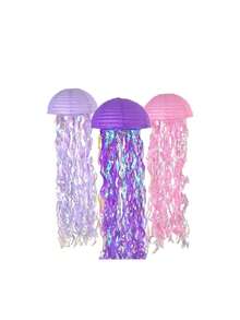 3pcs Pink Purple Blue Hanging Jelly Fish Paper Lanterns, Gradient Colorful Paper Lanterns, Jellyfish Paper Lanterns, For Mermaid Theme Party, Under The Sea Ocean Birthday Decorations, Under The Sea Theme, Ocean & Beach Room Hanging Decor, Shower Room Garland Mermaid Party Decoration, Colorful Hanging Streamers Suitable For Birthday Baptism Weddi - Multicolor - View 19