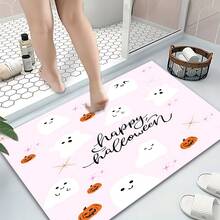 1pc Ghost Pattern Printed Silica Gel Carpet, Easy To Clean, 3D Printed Rectangle, Suitable For Entryway, Living Room, Kitchen, Bedroom, Hallway, Bathroom, Laundry Room - Polyester Carpet, Suitable For Indoor And Outdoor Home Decor, Halloween Decoration, Halloween Gift