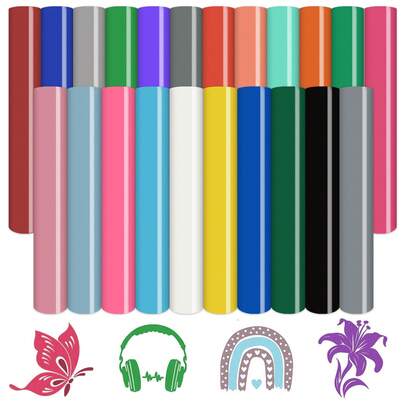 22pcs Permanent Vinyl Sheets In Assorted Colors, Permanent Vinyl Bundle 12 X 10 Inches, Great For DIY Craft Projects, Easy To Cut, And Transfer, For Home Decor, Coffee Mugs, Signs, Letters, Banners, Window Graphics