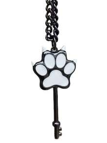 1/2pcs Bone & Cat Paw Pendant Necklace Chain, Black Metal Unisex Fashion Jewelry Gift, Everyday Wear - màu đen - Xem 3
