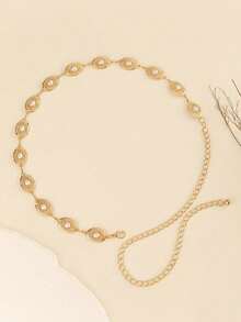 1 件波西米亚风格雕花金属腰带，适合夜间约会、派对、婚礼和节日等休闲场合，可搭配秋季、秋季、万圣节