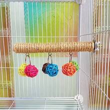 Parrot Perch Toy Set With Rope, Bird Chewing And Climbing Accessory, Colorful Rattan Balls, Bird Cage Entertainment Accessory For Claw And Beak Conditioning - Multicolor - View 5