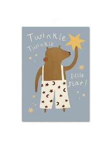 1 pieza Pintura en lienzo de arte de pared minimalista de dibujos animados de ratón, guepardo, conejo, oso o unicornio, pósteres y estampados nórdicos, decoración de pared para habitación de bebé y niños