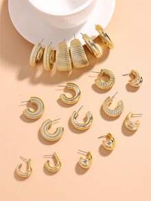 2-18-24 件简约水滴形耳环套装，适合女士，轻质 CCB 材质珠宝，适合日常佩戴或休闲搭配 - 金色 - 查看 5