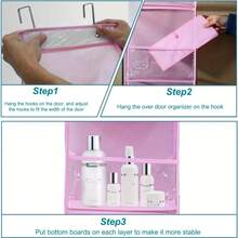 1pc 4 Layer Over The Door Hanging Organizer,Cosmetics Wall Hanging Storage Organizer,Large Capacity Mesh Holder With Clear Pockets Hanging Storage Bag,For Kitchen Nursery Bathroom Closet,Bedroom,Dorm,Diapers,Toys.(4 Layer Mesh Pink) - Pink - View 8