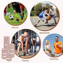 4种米色弹力绷带，运动压缩绷带，适用于手腕、手臂、小腿、脚踝和脚部，健身配件，运动绷带，运动胶带 - 杏色 - 查看 4